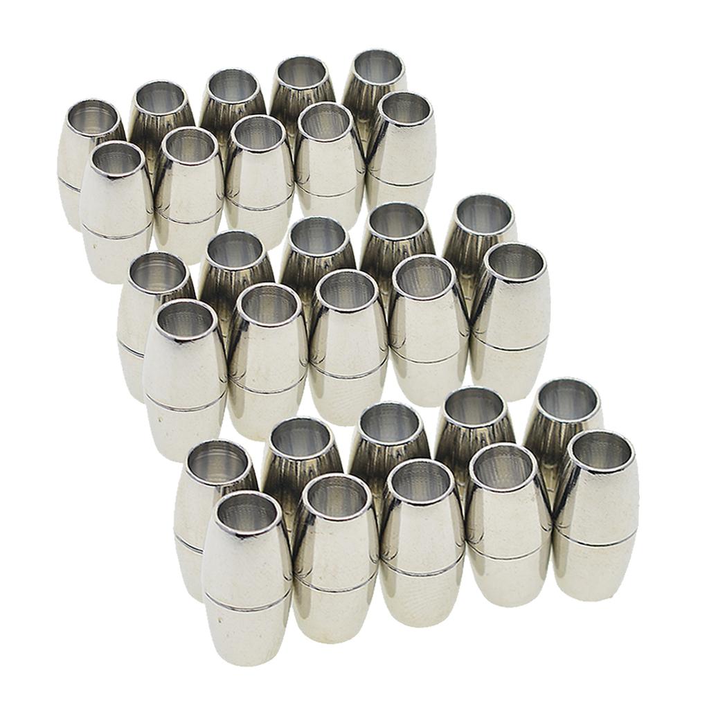30 Sets Leather Kumihimo Barrel Magnetic Clasps for Jewelry Making 4/5/6mm