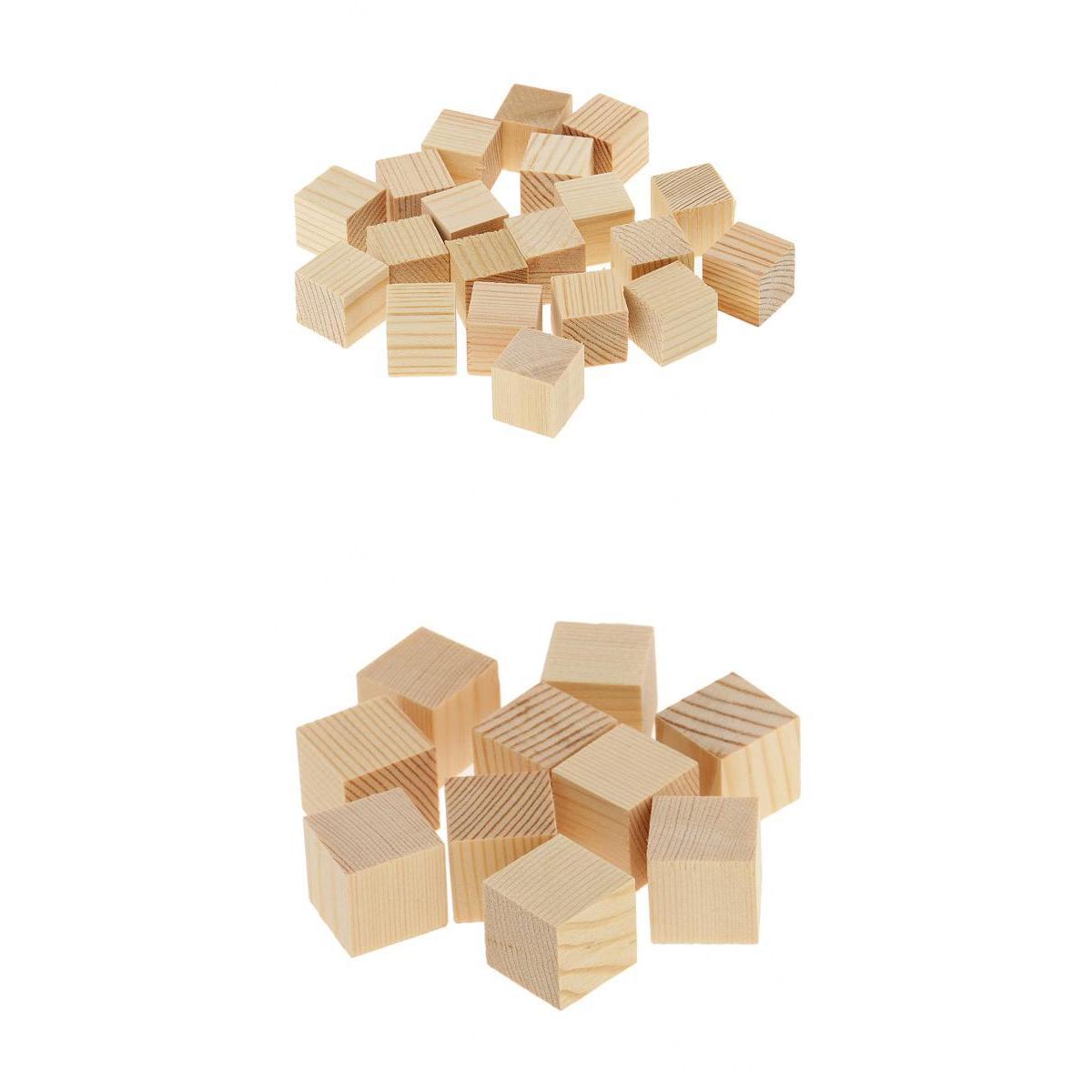 30 Pieces Unfinished Wood Cube Blocks Wooden Shapes for DIY Crafts 15mm 20mm