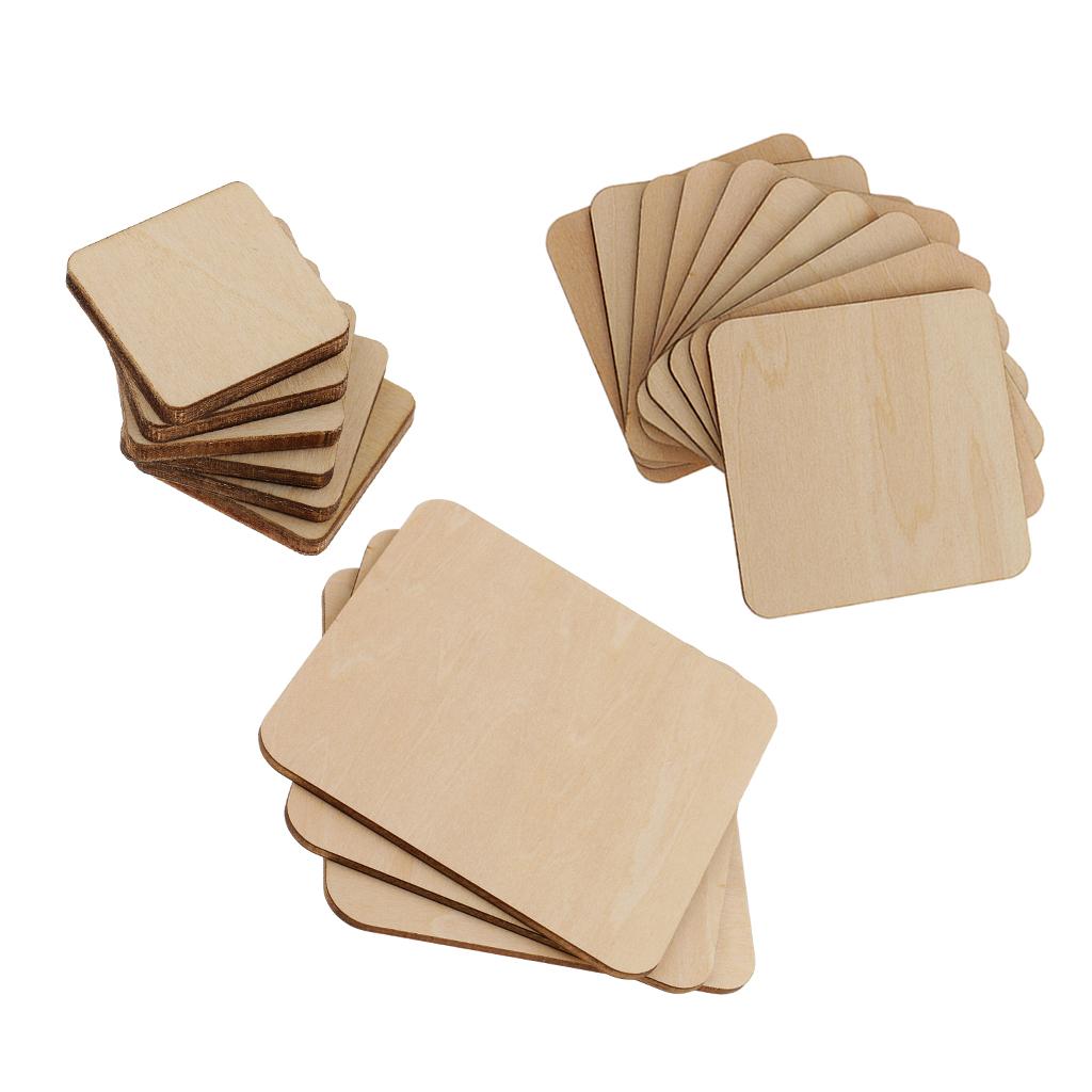 43 Pieces Square MDF Unfinished Wood Blank Plaque for DIY Craft 20/60/100mm
