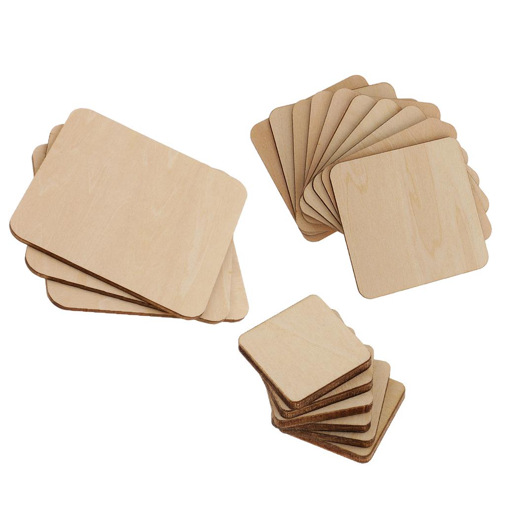 43 Pieces Square MDF Unfinished Wood Blank Plaque for DIY Craft 20/60/100mm