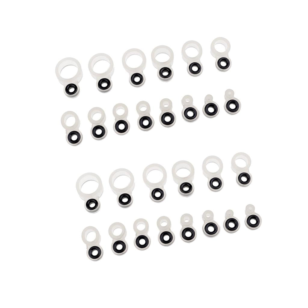 28pcs Silicone and Ceramic Fishing Rod Guides Repair Kit Rod Tip Eye Rings