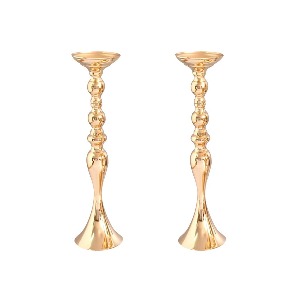 2pcs Long Stand Metal Candle Tea Light Holder Candlestick Flower Vase Gold-L