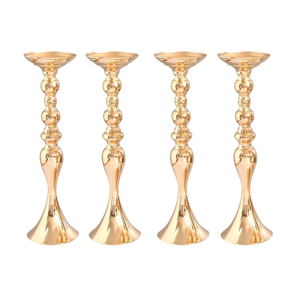 4pcs Long Stand Metal Candle Tea Light Holder Candlestick Flower Vase Gold-L