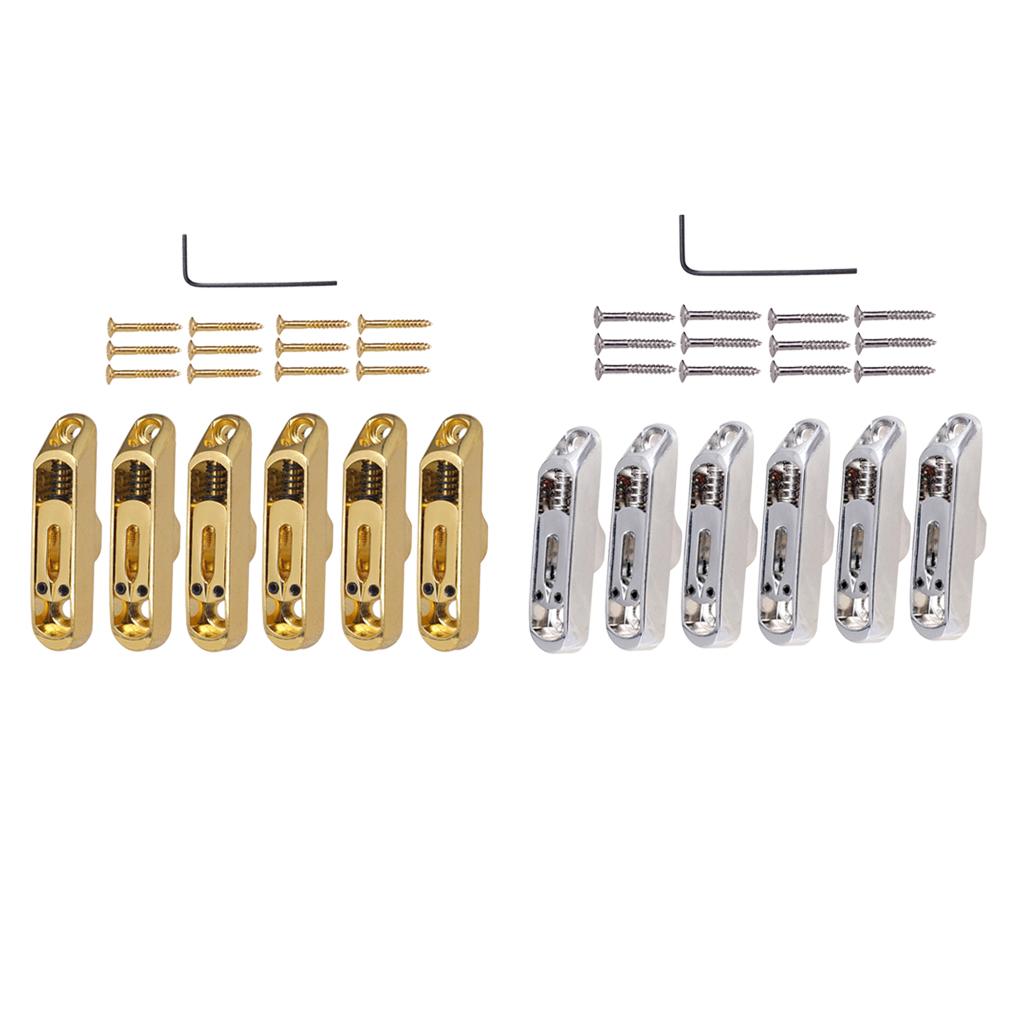 1 Set Individual Bridge Saddles Tailpice for Electric Guitar Black+Golden
