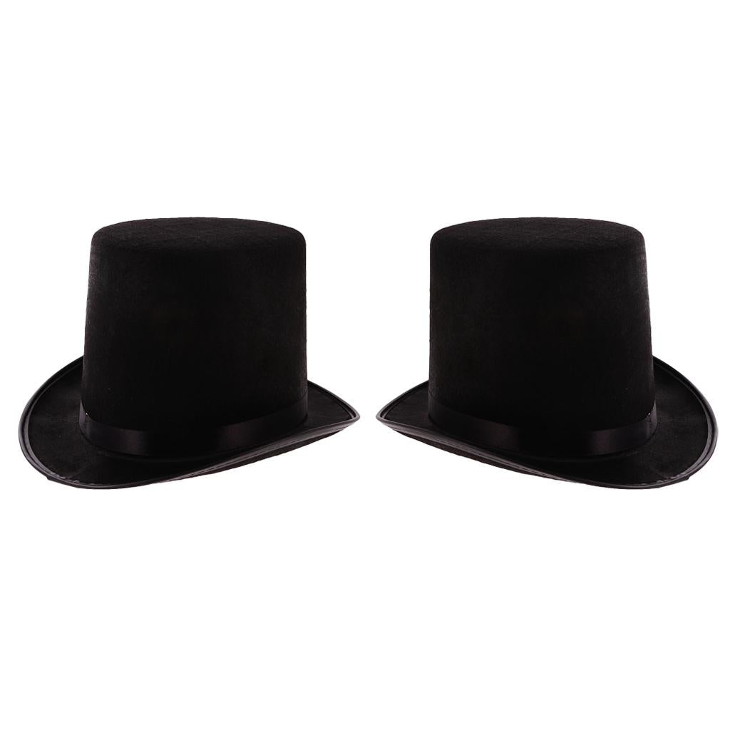 2 Pieces Magician Black Hat Halloween Hat Jazz Hat Fancy Dress Cosplay Cap