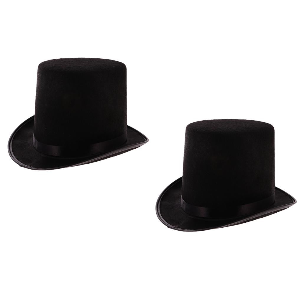 2 Pieces Magician Black Hat Halloween Hat Jazz Hat Fancy Dress Cosplay Cap