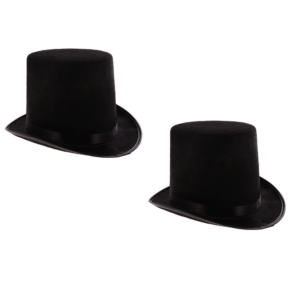 2 Pieces Magician Black Hat Halloween Hat Jazz Hat Fancy Dress Cosplay Cap