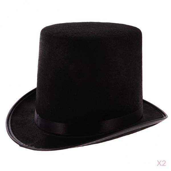 2 Pieces Magician Black Hat Halloween Hat Jazz Hat Fancy Dress Cosplay Cap