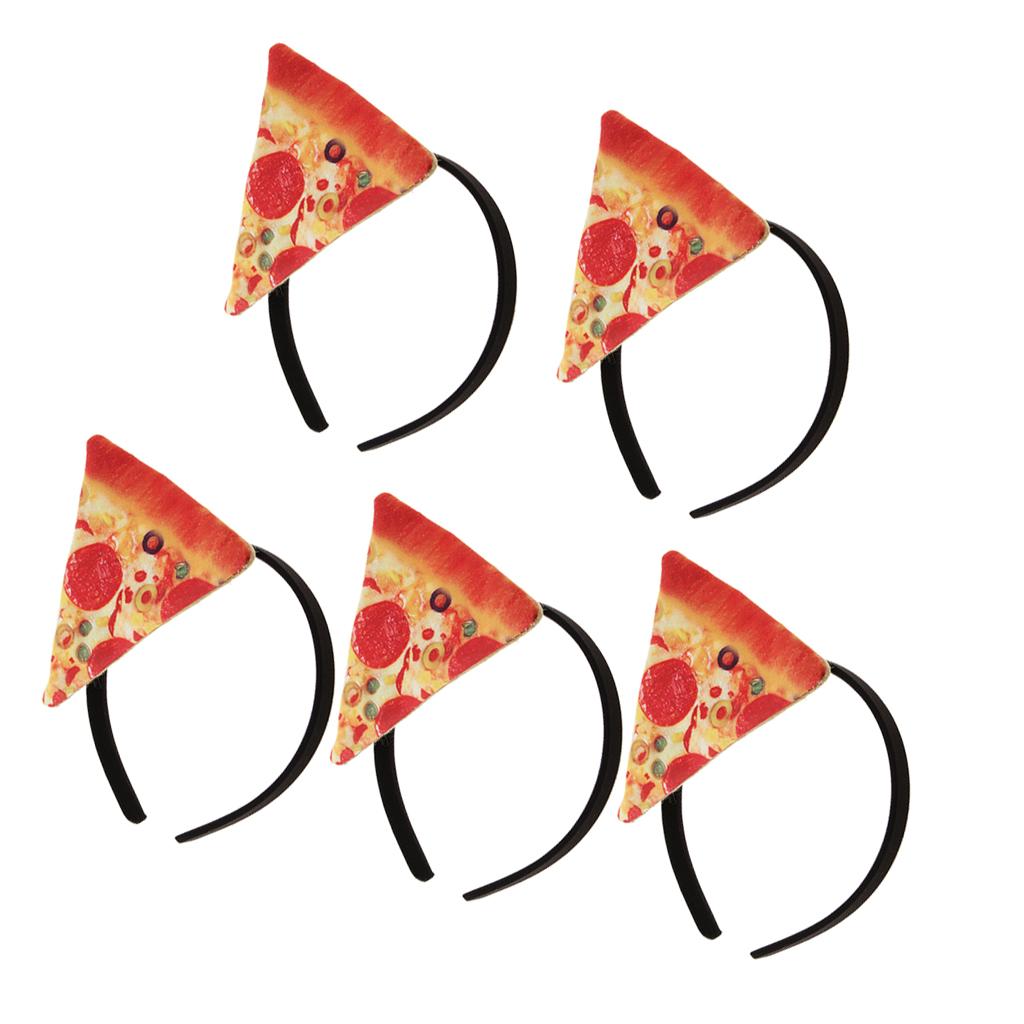 5 Pieces Festive Pizza Headband Women Girls Fancy Dress Party Hairband Gifts