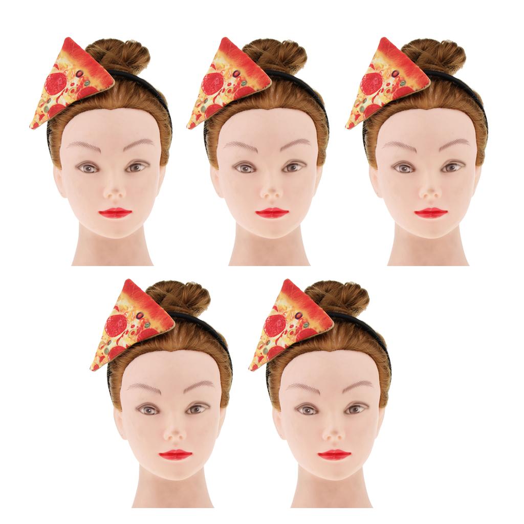5 Pieces Festive Pizza Headband Women Girls Fancy Dress Party Hairband Gifts