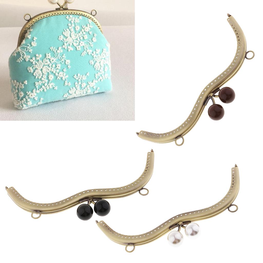 3Pcs Vintage Metal Purse Clutch Handle DIY Bag Craft Frame Kiss Clasp Lock