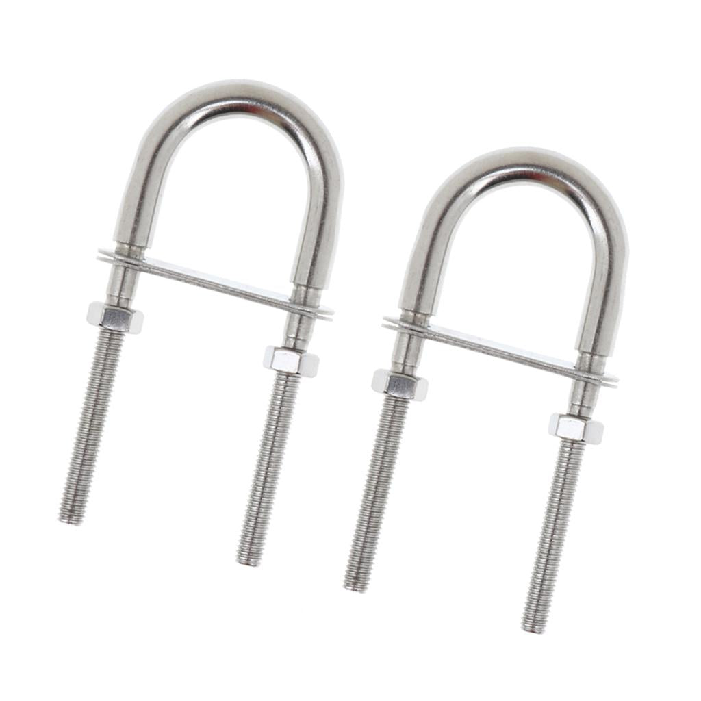 2 Pieces 304 Stainless Steel Boat Bow Stern Eye U-Bolt, Marine Rigging M6*90