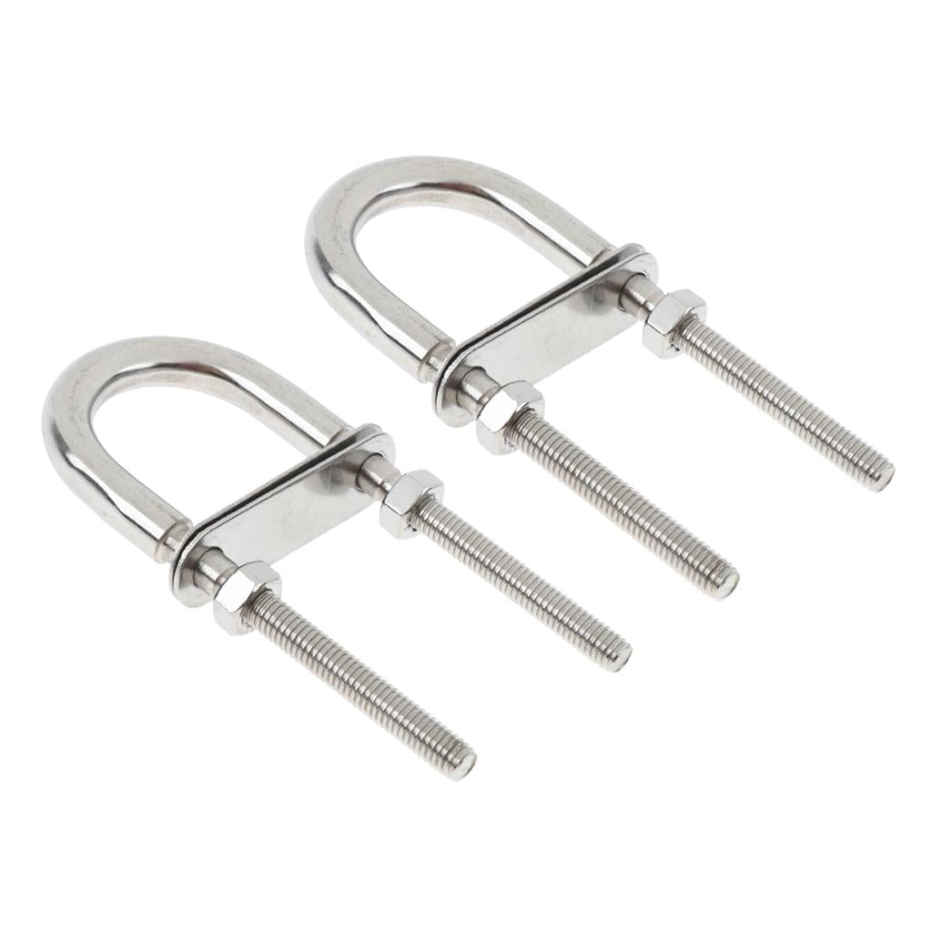 2 Pieces 304 Stainless Steel Boat Bow Stern Eye U-Bolt, Marine Rigging M6*90