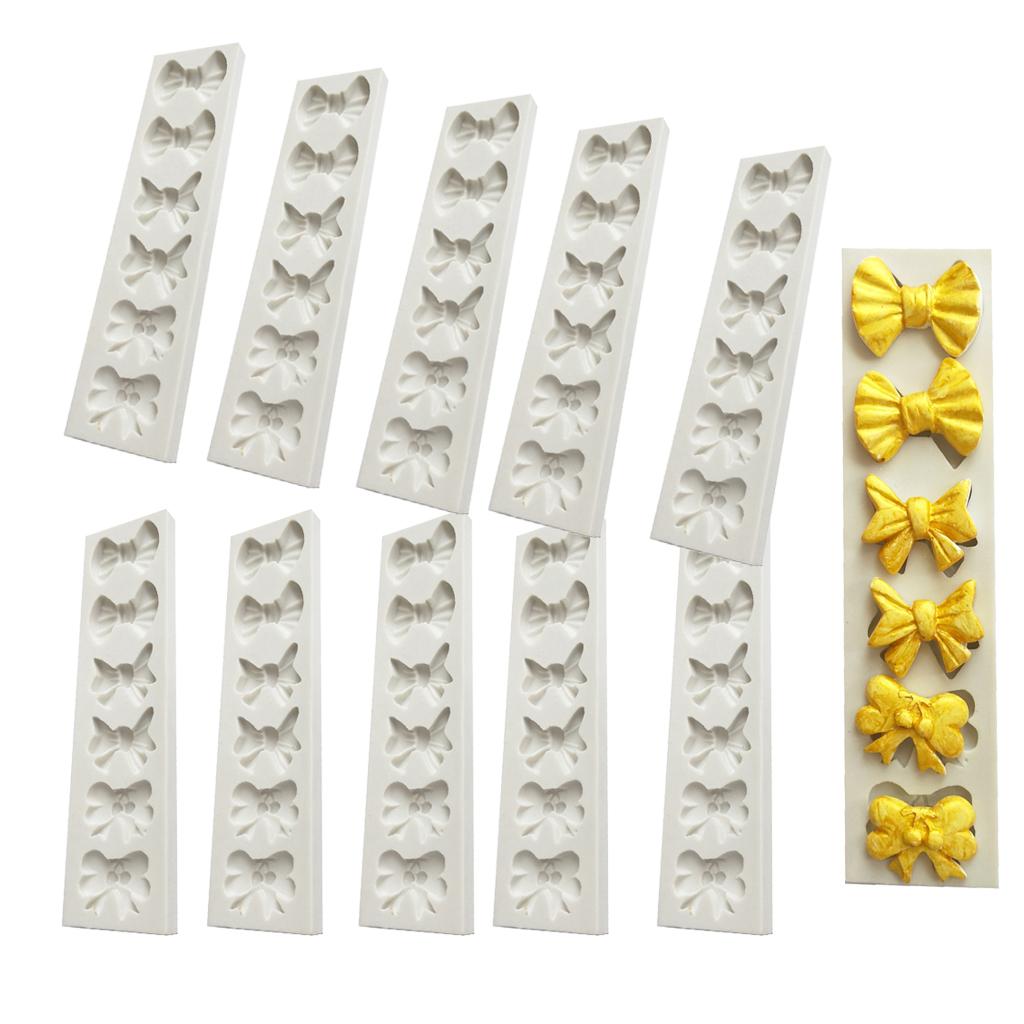 10Pcs Bowtie Fondant Cake Mould Silicone Candy Chocolate Mold Decor DIY