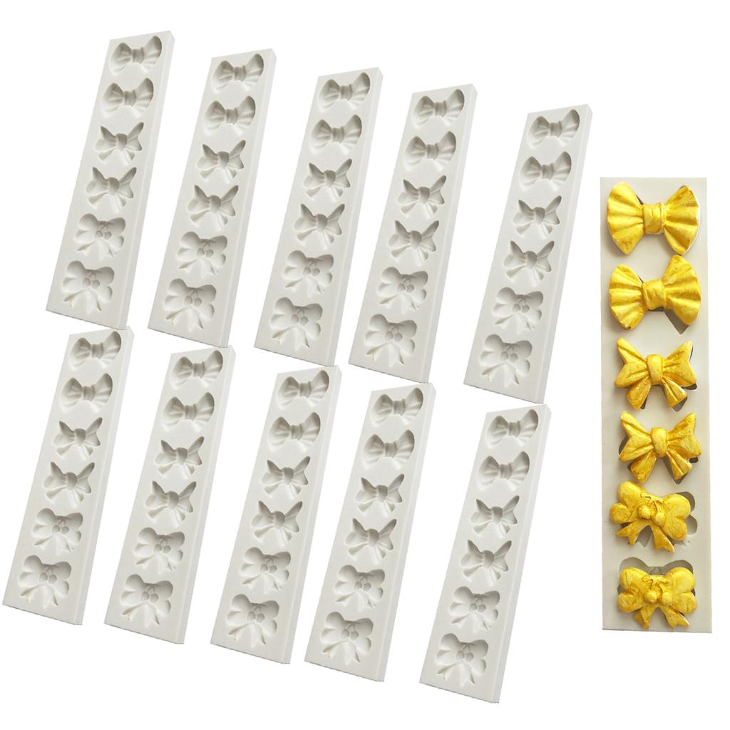 10Pcs Bowtie Fondant Cake Mould Silicone Candy Chocolate Mold Decor DIY