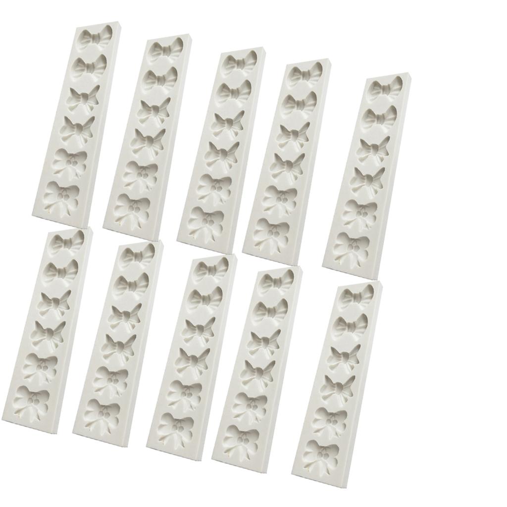 10Pcs Bowtie Fondant Cake Mould Silicone Candy Chocolate Mold Decor DIY