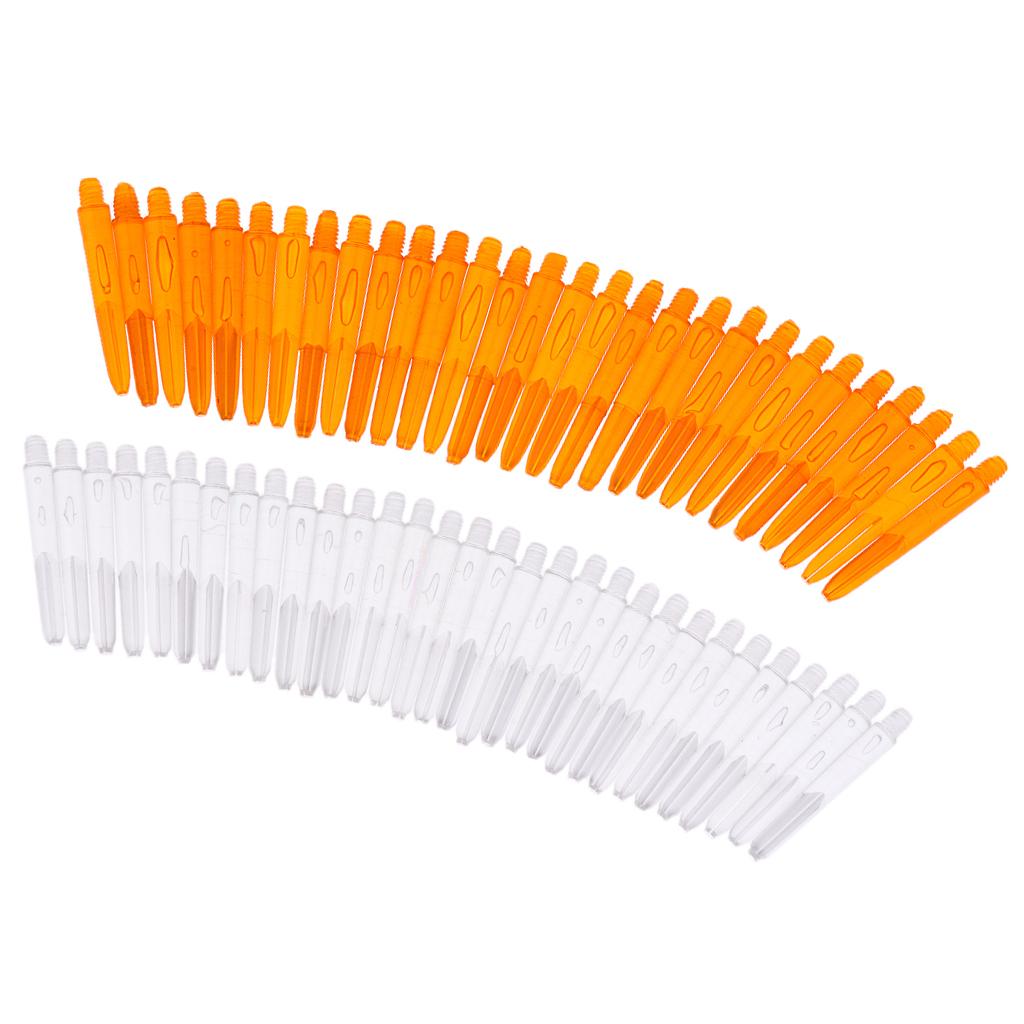 60Pcs 2BA Thread Plastic Dart Stems Shafts Soft Tip Darts Clear & Orange