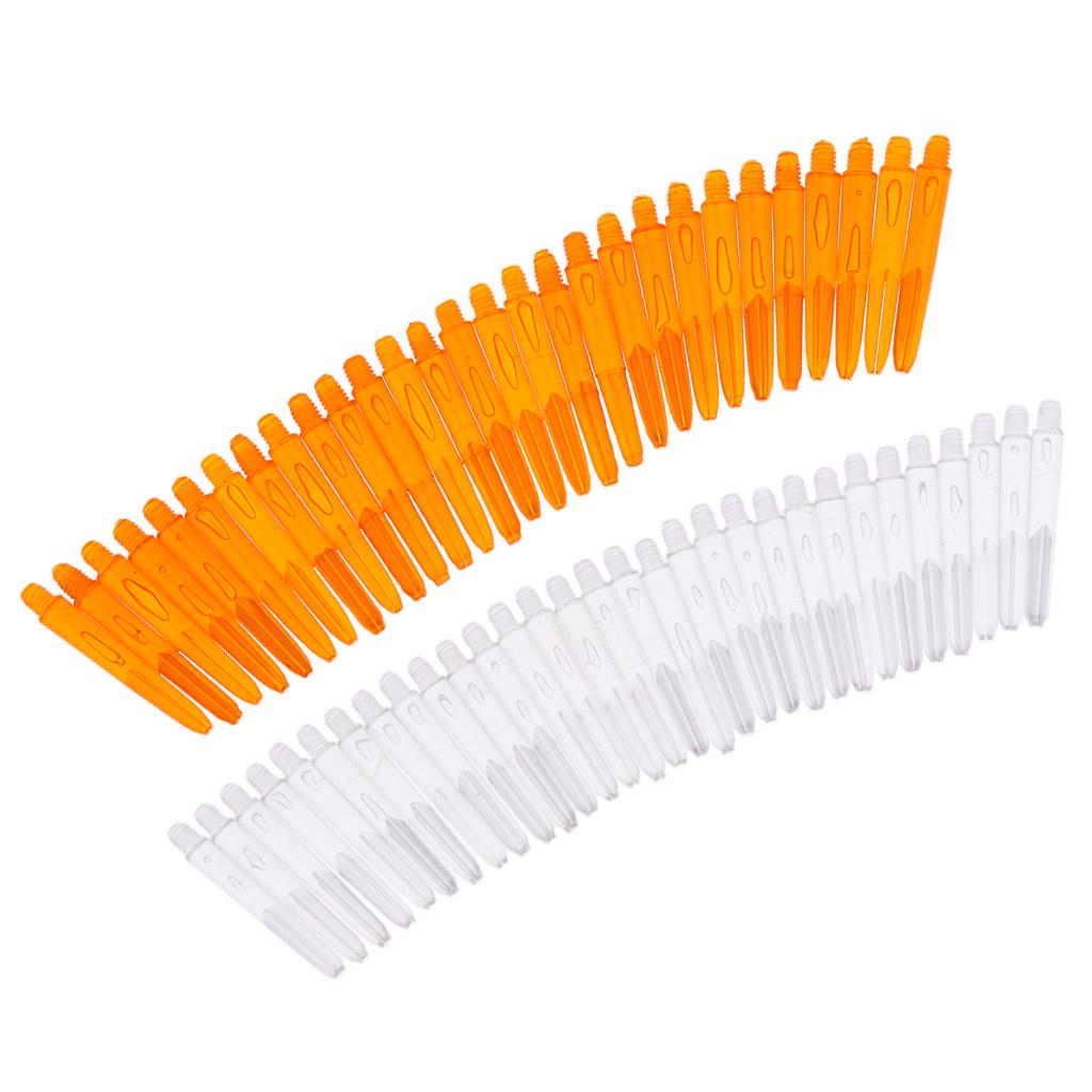60Pcs 2BA Thread Plastic Dart Stems Shafts Soft Tip Darts Clear & Orange