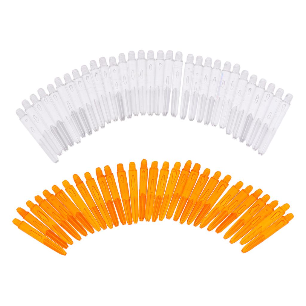 60Pcs 2BA Thread Plastic Dart Stems Shafts Soft Tip Darts Clear & Orange