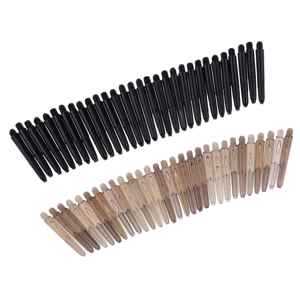 60Pcs 2BA Thread Plastic Dart Stems Shafts Soft Tip Darts Black & Gray
