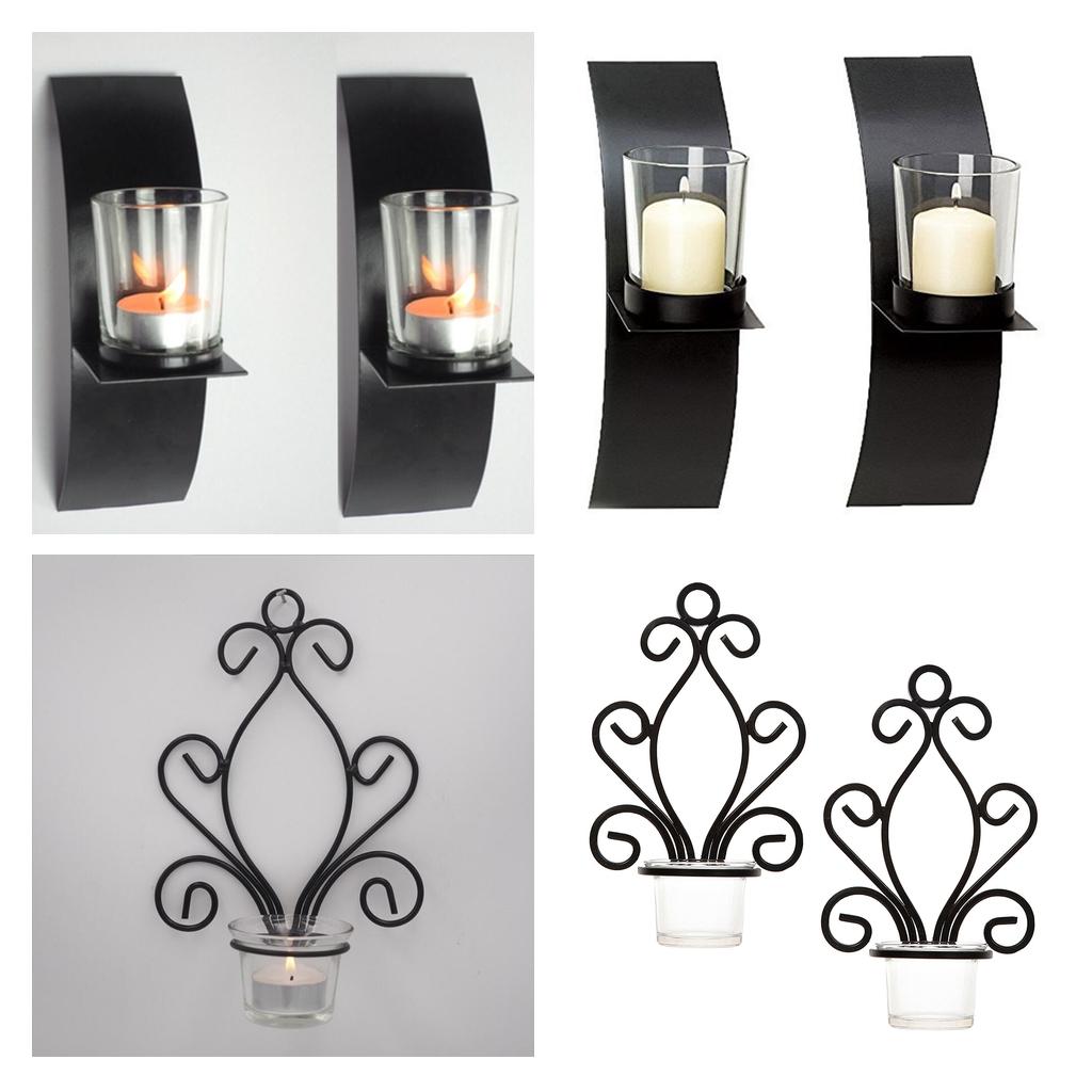 4Pcs Wall Candle Sconce Pillar Candle Holders Elegant Tea Light Candlestick