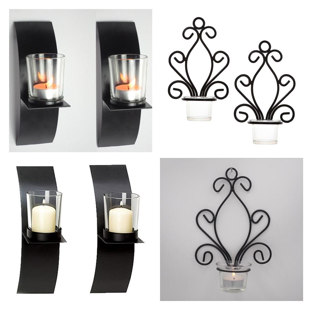 4Pcs Wall Candle Sconce Pillar Candle Holders Elegant Tea Light Candlestick