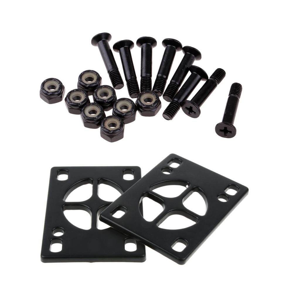 8x Skateboard Mounting Screws with 2x Riser Pad Longboard Hardware 25mm+3mm