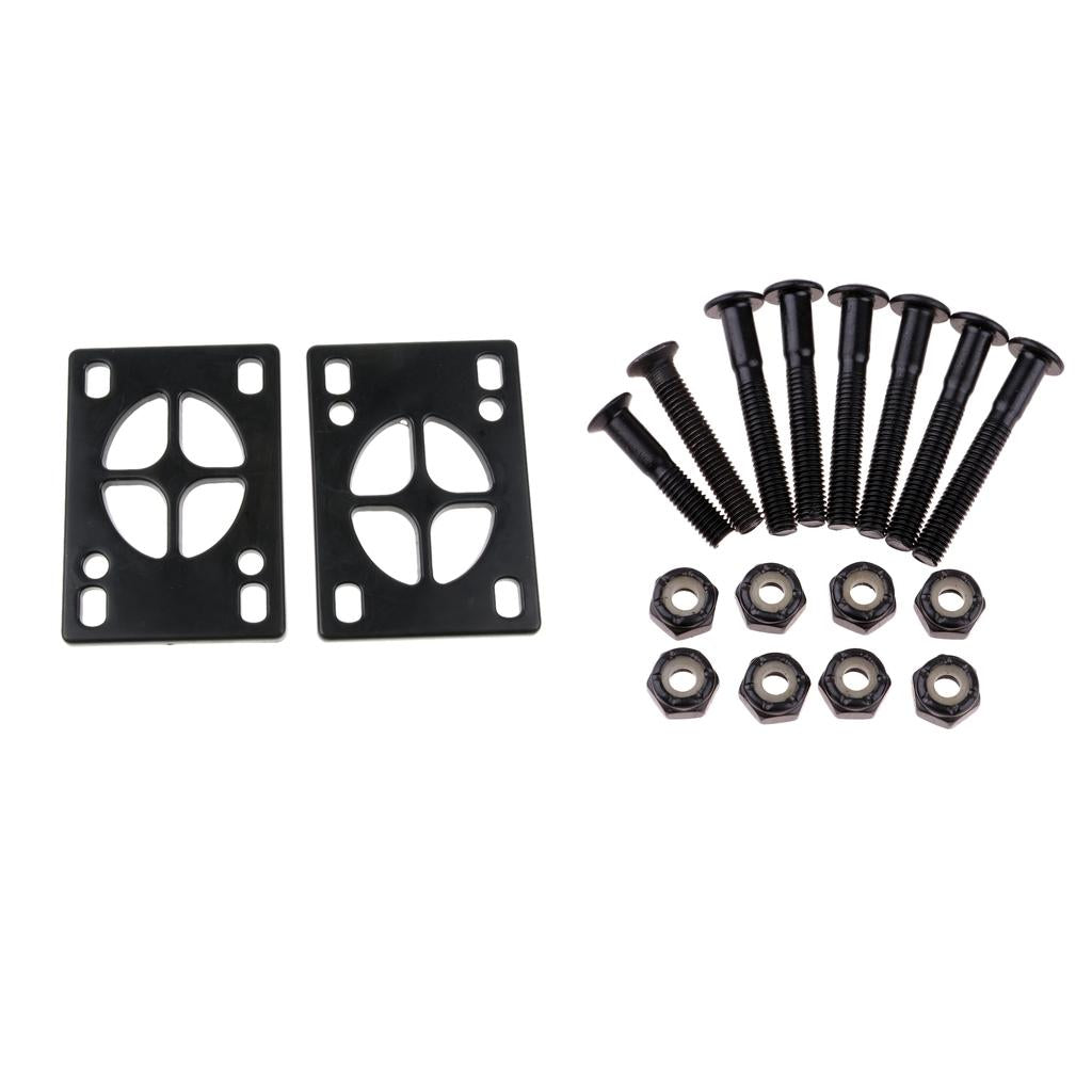 8x Skateboard Mounting Screws with 2x Riser Pad Longboard Hardware 35mm+3mm