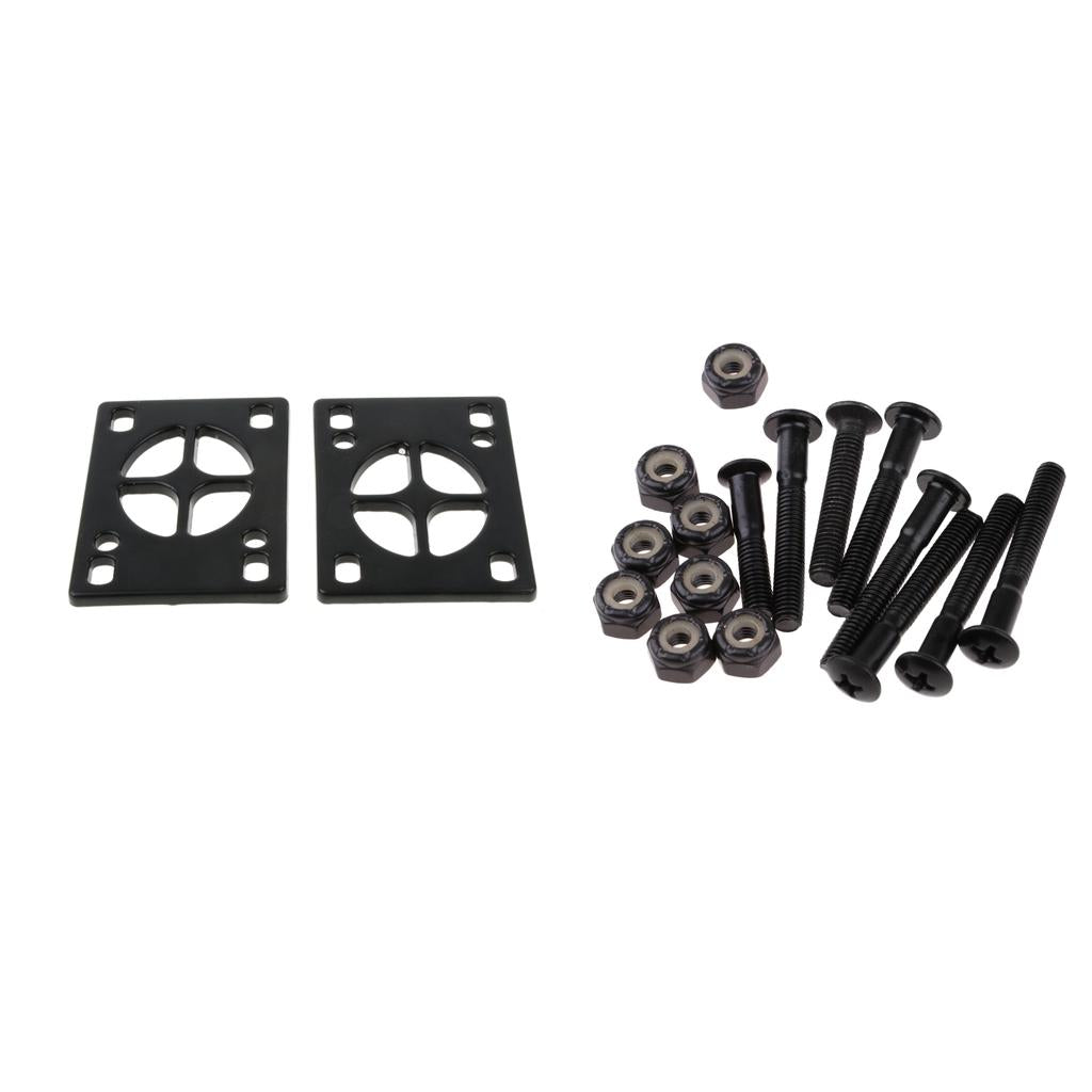 8x Skateboard Mounting Screws with 2x Riser Pad Longboard Hardware 35mm+3mm