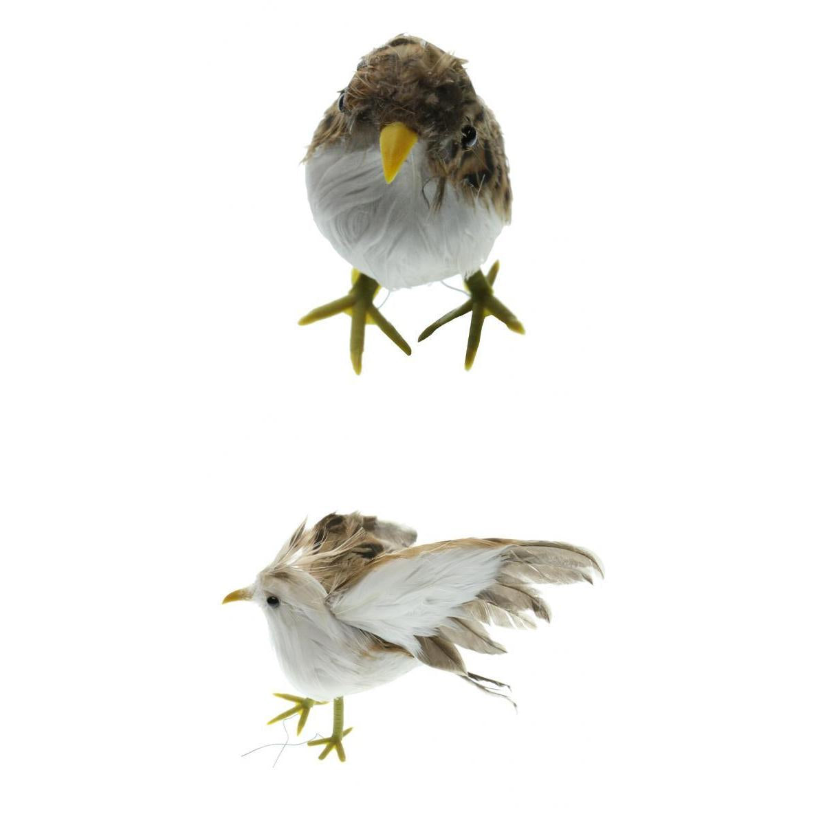 2 x Artificial Bird Feathered Realistic Sparrow Home Garden Tree Decoration