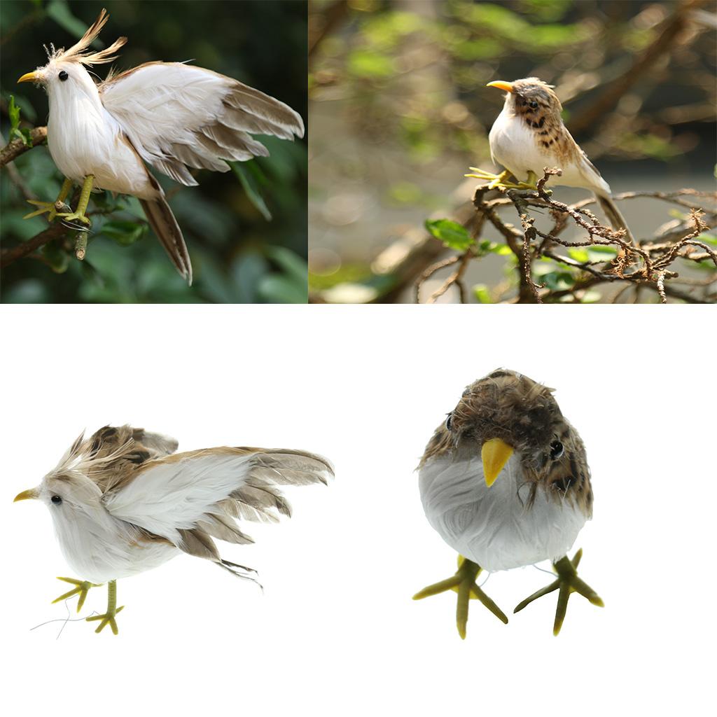 2 x Artificial Bird Feathered Realistic Sparrow Home Garden Tree Decoration