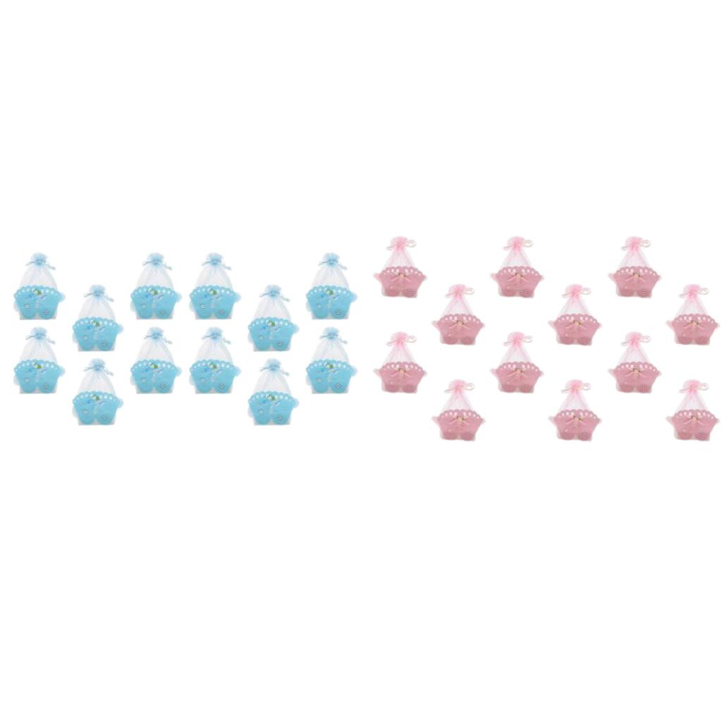 24 Pieces Baby Footprint Gift Box Girl Boy Baby Shower Candy Bags Pink+Blue