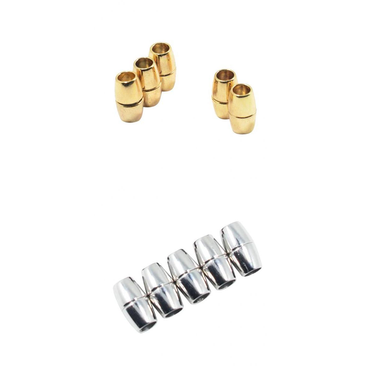 10x 6mm Round Alloy Magnetic Clasp for Bracelet Necklace Making White K&Gold