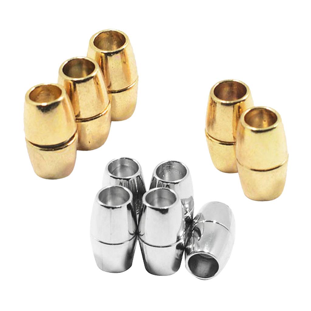 10x 6mm Round Alloy Magnetic Clasp for Bracelet Necklace Making White K&Gold