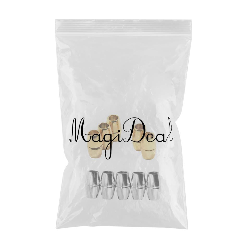 10x 6mm Round Alloy Magnetic Clasp for Bracelet Necklace Making White K&Gold
