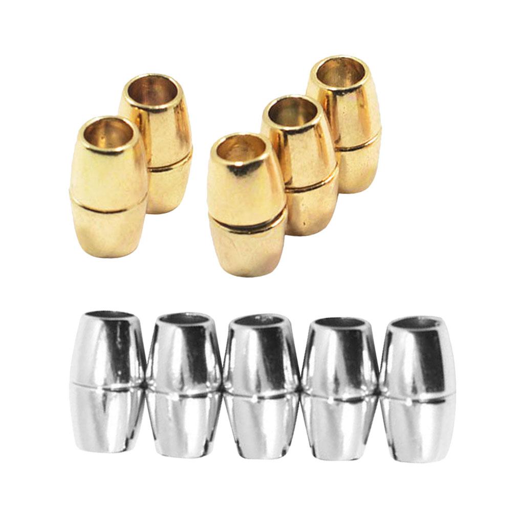 10x 6mm Round Alloy Magnetic Clasp for Bracelet Necklace Making White K&Gold