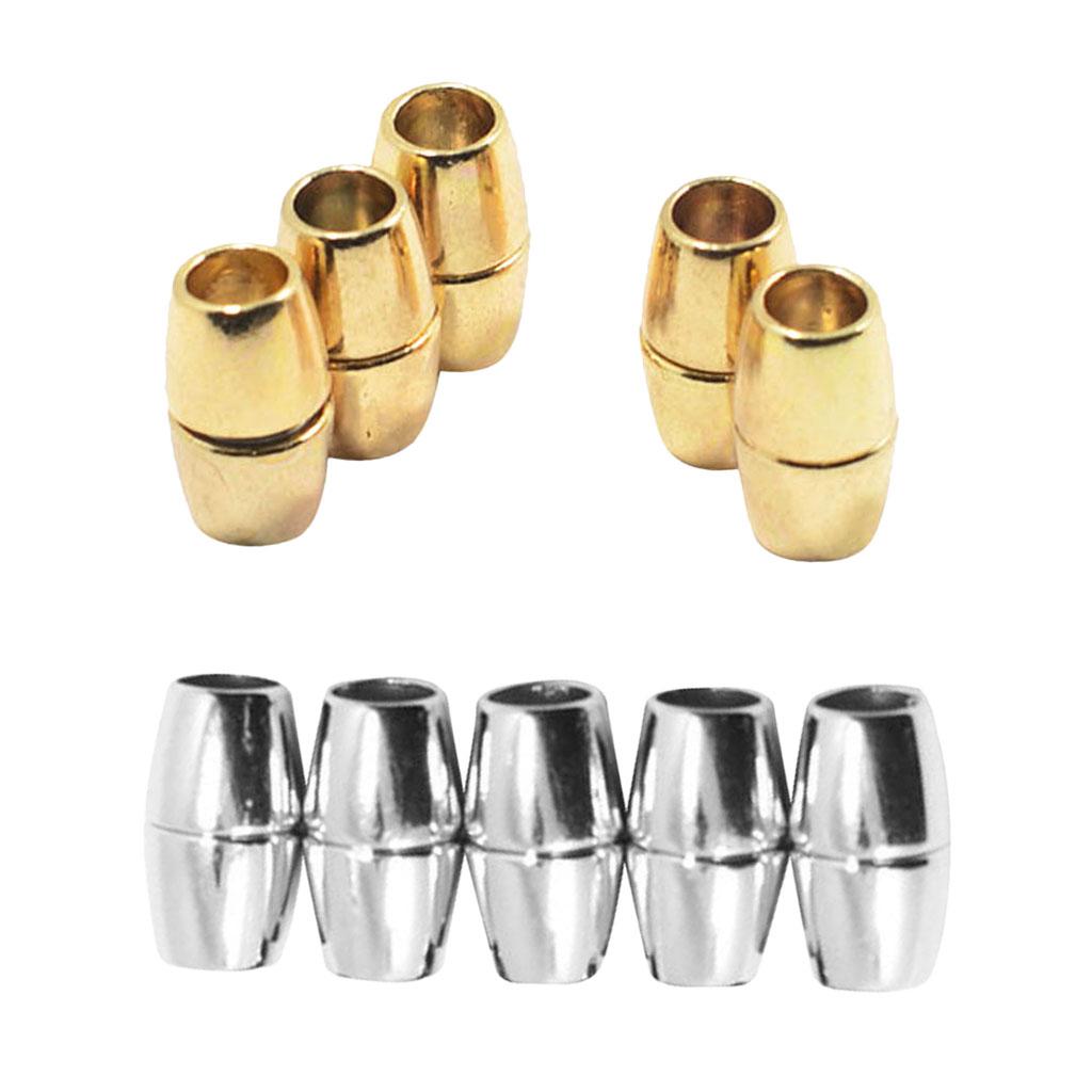 10x 6mm Round Alloy Magnetic Clasp for Bracelet Necklace Making White K&Gold