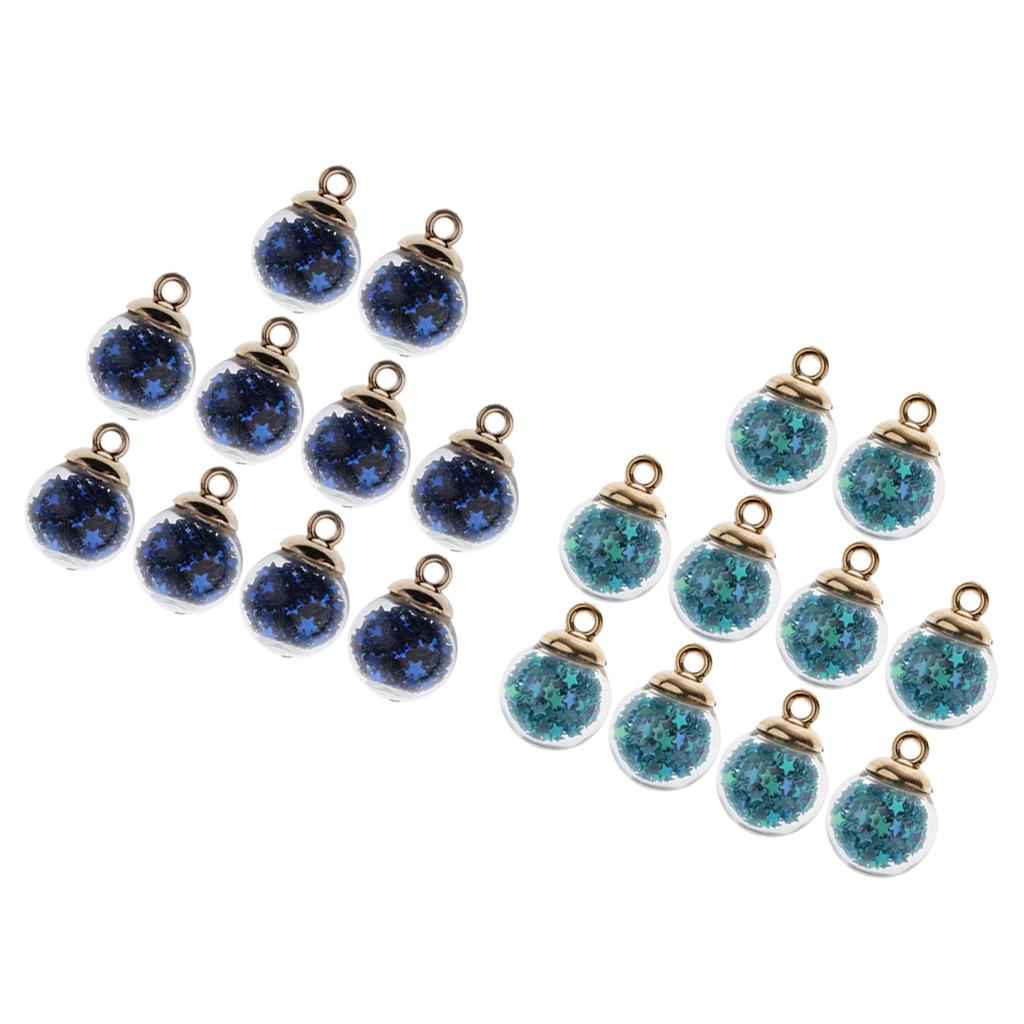 20 Pieces 16mm Tiny Star Glass Ball Charms Pendant DIY Crafts Mixed Color