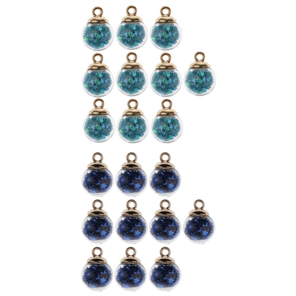 20 Pieces 16mm Tiny Star Glass Ball Charms Pendant DIY Crafts Mixed Color