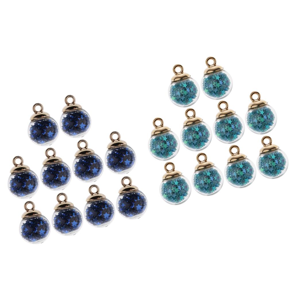 20 Pieces 16mm Tiny Star Glass Ball Charms Pendant DIY Crafts Mixed Color