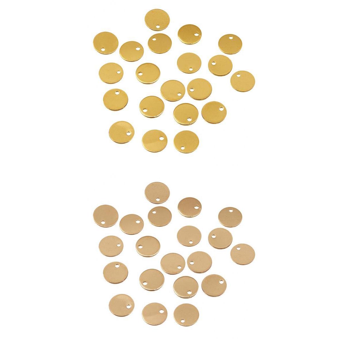 40Pcs Mixed Golden Plated Coin Round Stamping Blank Tag Metal Jewelry Making