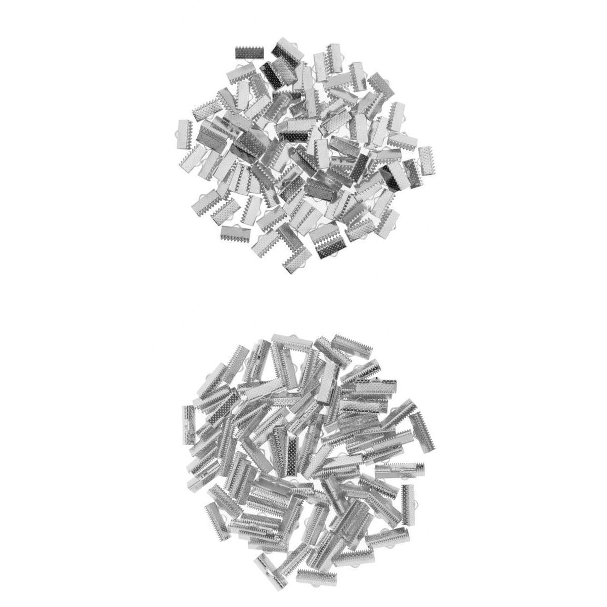 200pcs 20/13mm Dull Sliver Clamp Cord Crimp End Cap Tip Bracelet Connectors