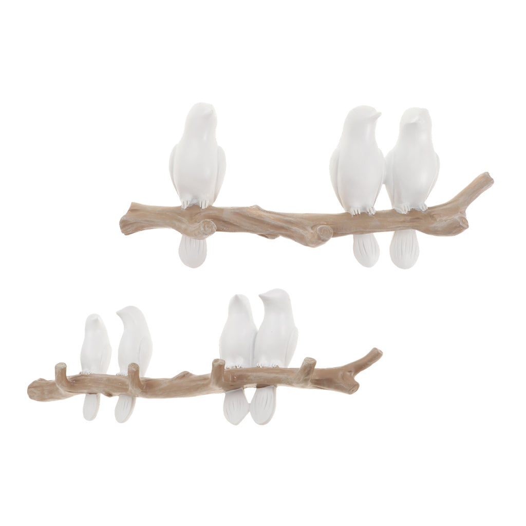 2pcs Wall Mounted Resin Coat Robe Hook Birds On tree Branch Hanger Rack