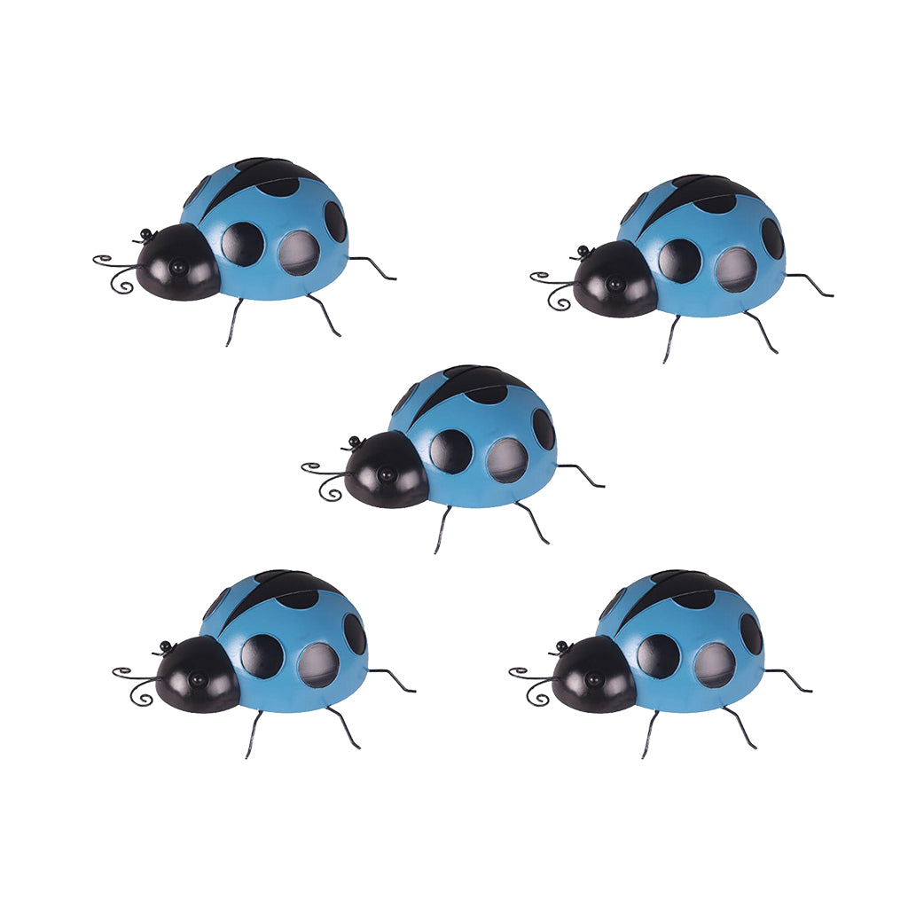 5Pcs Mini Ladybug Fence Hanger Wall Hanging Outdoor Garden Decor 10cm Blue