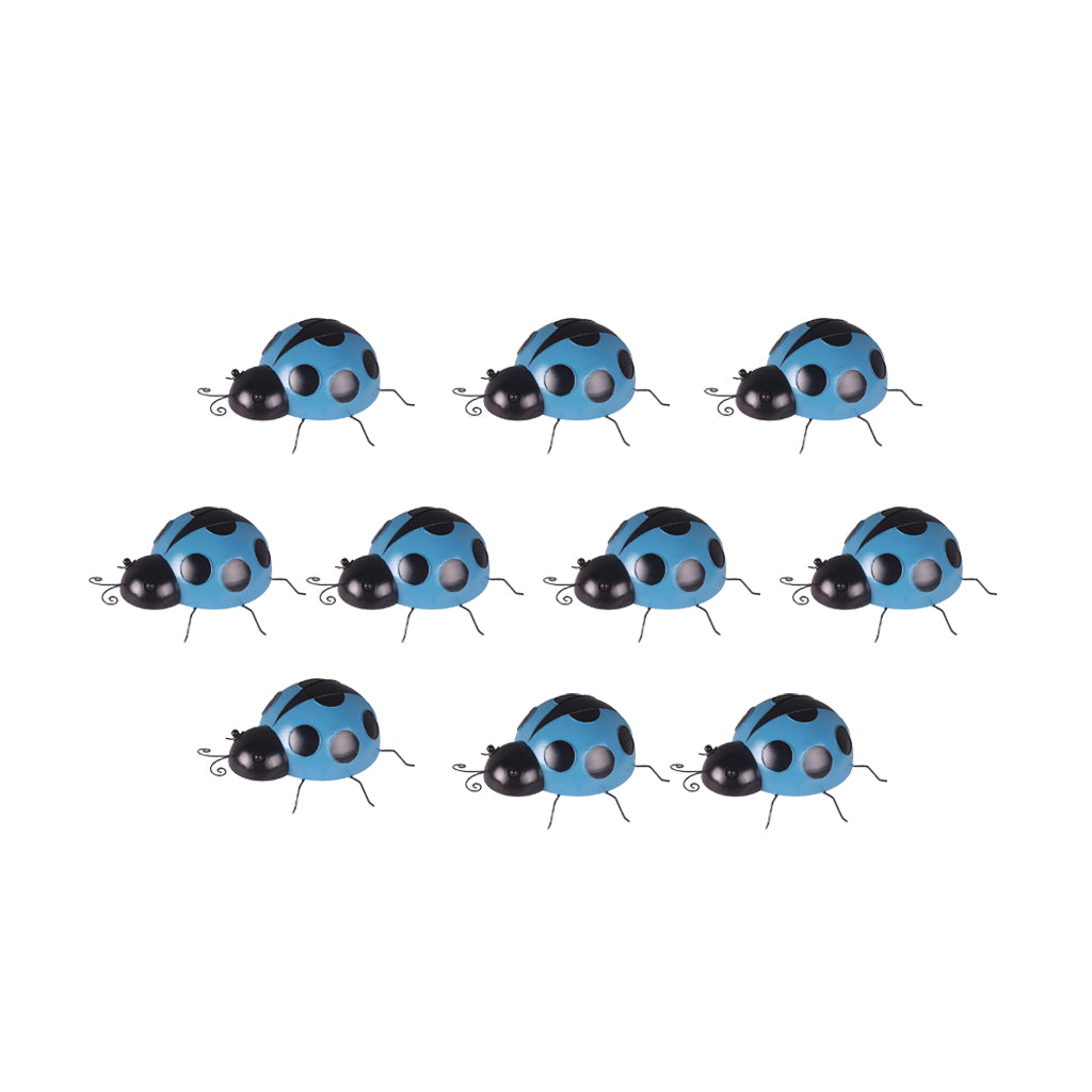 10Pcs Mini Ladybug Fence Hanger Wall Hanging Outdoor Garden Decor 10cm Blue