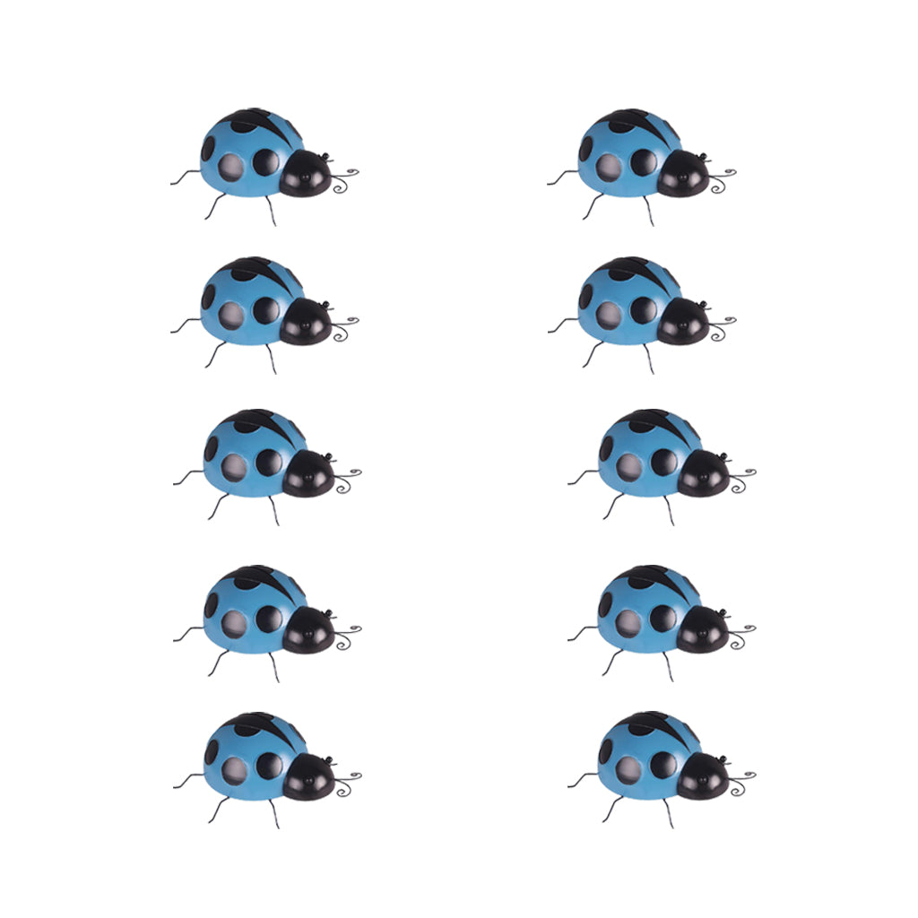 10Pcs Mini Ladybug Fence Hanger Wall Hanging Outdoor Garden Decor 10cm Blue