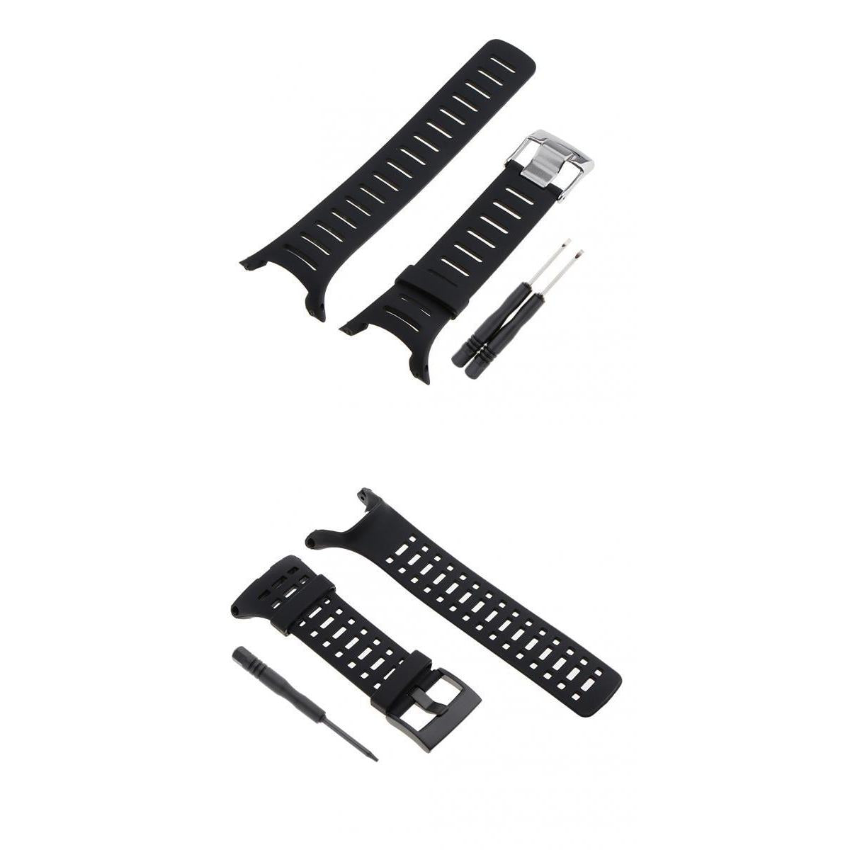 2 Pieces Rubber Wristwatch Bands for SUUNTO Series Stainless Steel Buckle