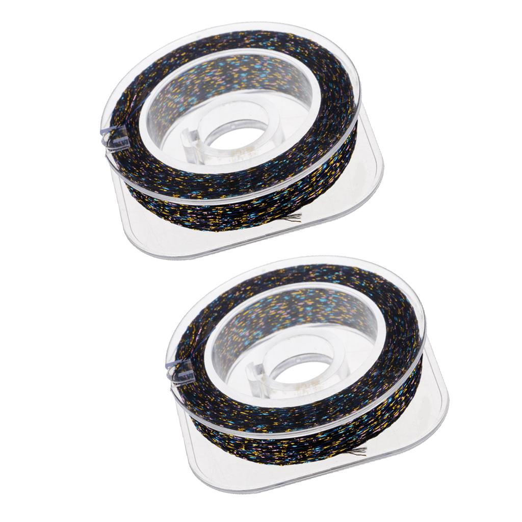 2pcs Metallic Bright Wrapping Fishing Line Rod Building Repairing Black