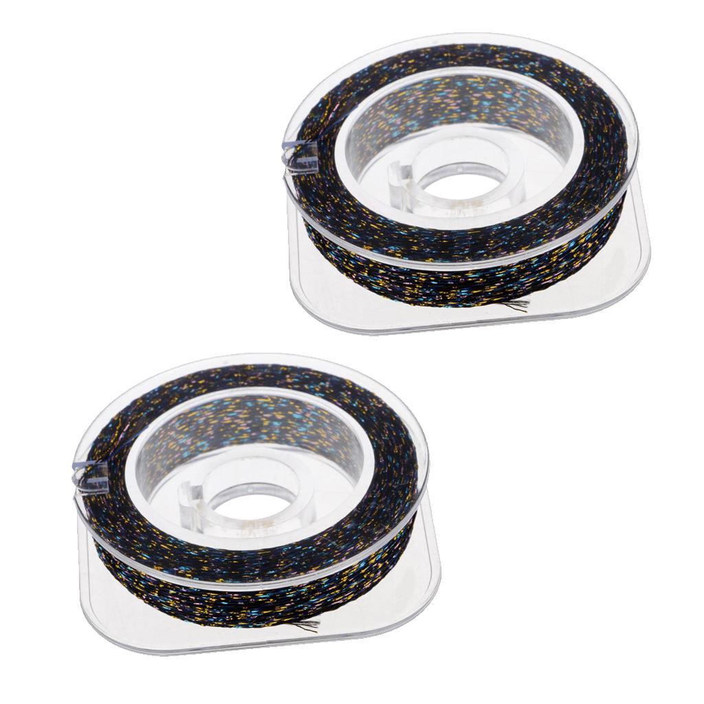 2pcs Metallic Bright Wrapping Fishing Line Rod Building Repairing Black