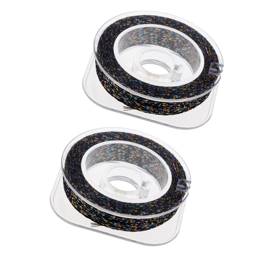 2pcs Metallic Bright Wrapping Fishing Line Rod Building Repairing Black